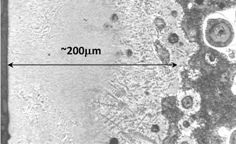 The example of AES spectrum for the nodular iron surface layer after laser alloying is presented in the Fig. 4.