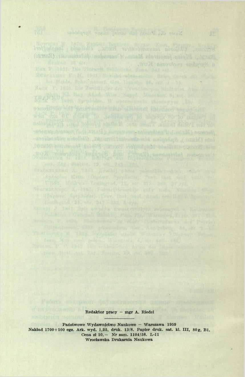 Redaktor pracy - mgr A. Riedel Państw ow e W ydaw nictw o Naukow e W arszaw a 1959 N akład 1700 + 100 egz. Ark. w yd.