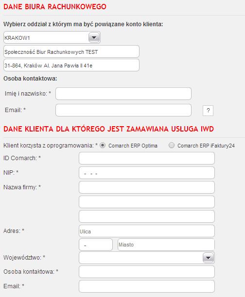 imię i nazwisko osoby kontaktowej oraz jej adres e-mail. Krok 4. Wysyła wypełniony formularz.