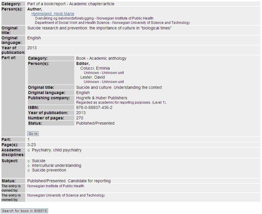 CRIStin norweski system informacji o dorobku instytucji naukowych 163 dorobek stanowi dana publikacja.
