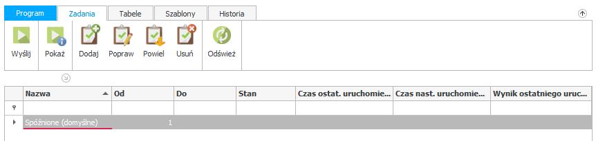 9.3.1 Tworzenie zadań Podczas pierwszego uruchomienia programu na danym