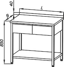 3618 2100 3498 3744 2200 3613 3870 Stół roboczy z szufladą E 1135 700 1314 1374 800 1382 1451 Stół roboczy z 2-ma szufladami i półką E 1150 1200