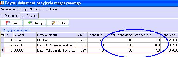 Po całej operacji tak odłożony dokument PZ usuwamy. Kontrola przyjęć.