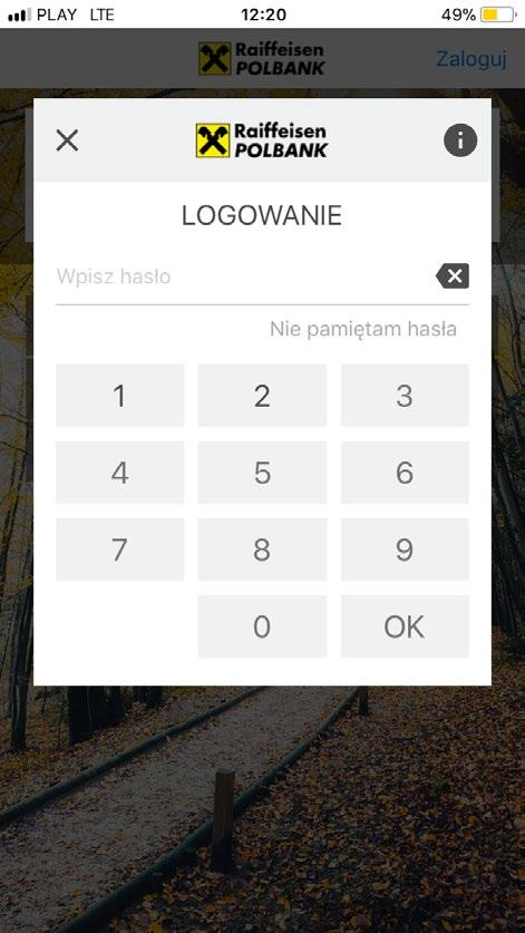 Zaloguj się po raz pierwszy Po aktywacji Mobilnego Portfela pojawi się ekran logowania. Hasło do Mobilnego Portfela jest takie samo jak do Mobilnego Banku.