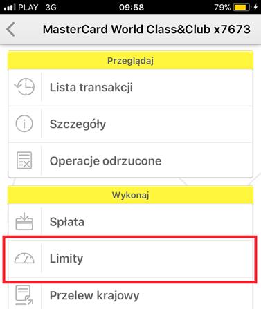 Mobilny Bank), płatności kartą poza granicami kraju (zagranicznych), wypłat gotówki w bankomatach.