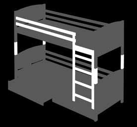łóżkiem: 90 cm Space between upper and