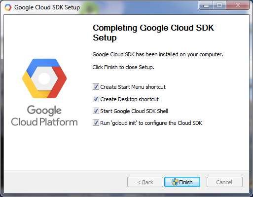 Instalacja środowiska Strona 10 Ostatnie okno interaktywnej instalacji: Instalacja Google Cloud SDK tworzy
