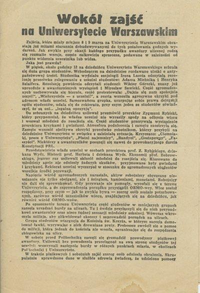 marzec'68 Źródło: http://www.marzec1968.pl/m68/mapa-1/6911,warszawa.html Wygenerowano: Sobota, 10 lutego 2018, 11:37 Warszawa Galeria Dokumenty 8 marca O godz. 12.