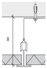 Sufit podwieszany na widocznych teownikach Podwieszenie krótkie Typ 21,1 AH = 100 mm Klips CMC Typ 21,8 AH = 80 mm Klips CMC Typ 21,5 AH = 50 mm Klips CMC