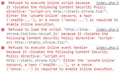 W odpowiedzi na ataki XSS mechanizm Content-Security-Policy Załóżmy, że uruchamiamy pod tą polityką następujący kod: Listing 2.