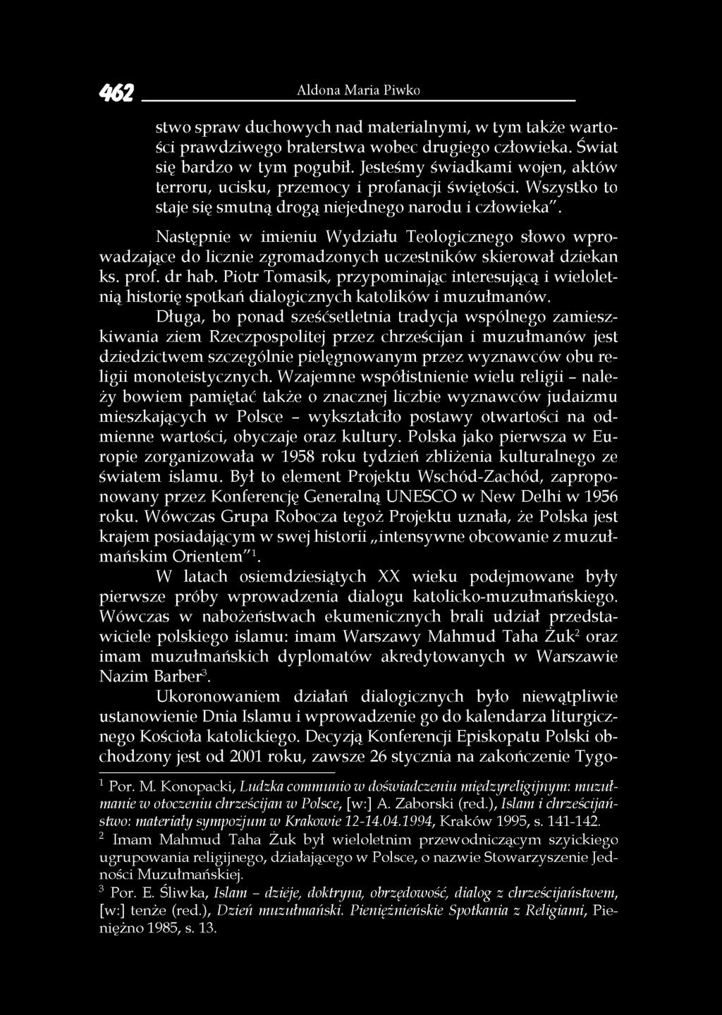 Następnie w imieniu Wydziału Teologicznego słowo wprowadzające do licznie zgromadzonych uczestników skierował dziekan ks. prof. dr hab.