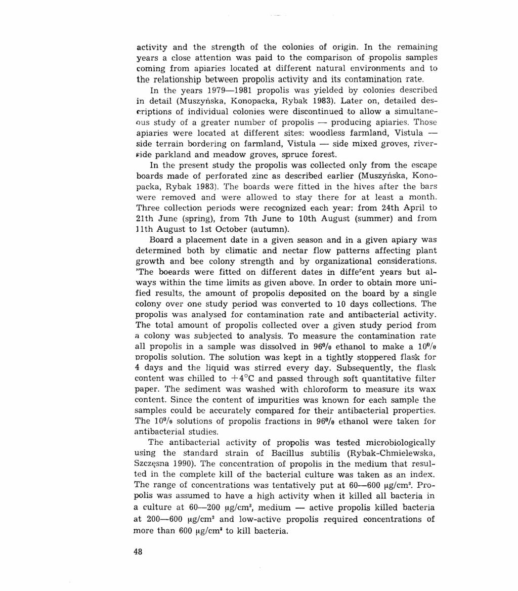 activity and the strength of the colonies of ongm.