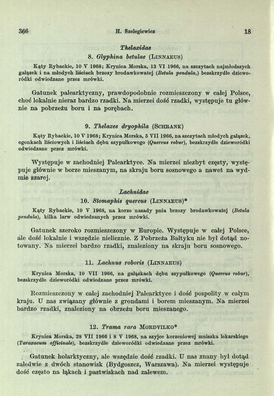 366 H. Szelegiewicz 18 Thelaxidae 8.