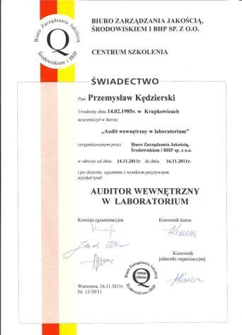 Polskiego Komitetu Elektrostatyki SEP Certyfikowany