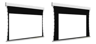 BIFORMAT Kod PDUABIFORMAT-XXXXX C05 Tensio Classic z czarnymi ramkami 50 mm Naścienny, elektryczny ekran z dwoma niezależnymi powierzchniami projekcyjnymi Ekran z czarnymi ramkami 50 mm oraz