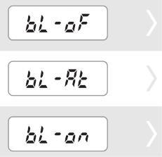 9. Ustawienia funkcji podświetlenia wyświetlacza. Aby ustawić żądany tryb pracy funkcji podświetlenia wyświetlacza, należy: Włączyć wagę włącznikiem, trzymając jednocześnie wciśnięty klawisz.