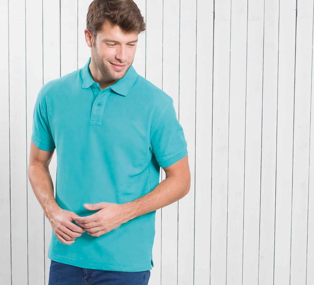 POLO REGULAR MAN REF: PORA210 Zapinane na dwa guziki. ściągacze na rękawach. Boczne rozcięcia. 210gsm. 100% stabilizowana bawełna czesankowa pique.