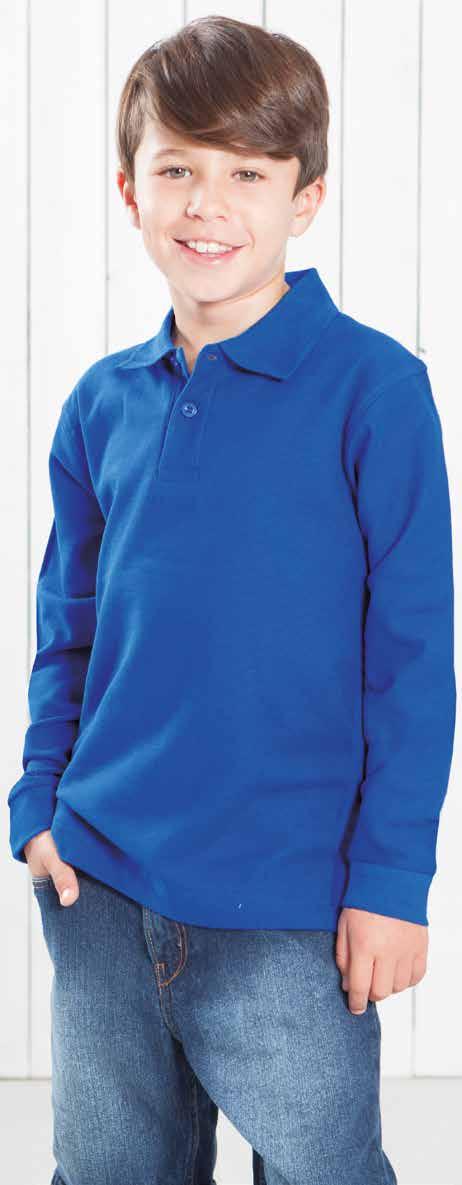 KID POLO L REF: PKID210L Polo młodzieżowe z długim rękawem, zapinane na dwa guziki. Ściągacze na rękawach.boczne rozcięcia. 210gsm. approx.