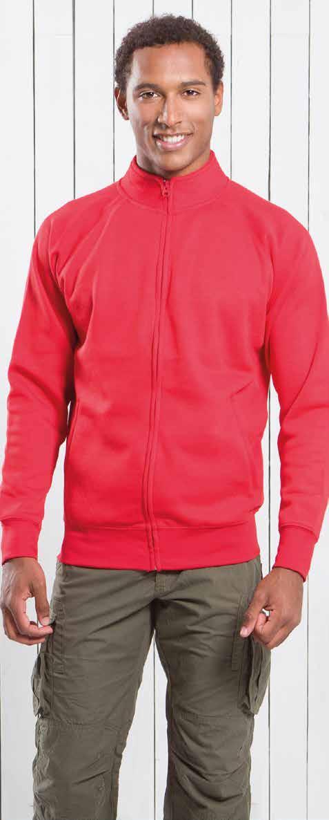 FULL ZIP WEATHIRT REF: WRAFUZIP Kołnierz i pas ze splotu żeberkowego 1x1 lycra. Długi niewidoczny zamek. Kieszenie boczne. 290gsm. approx.