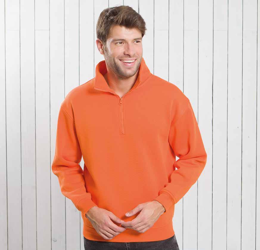 65% polyester / 35% cotton 5 25 X M L XL XXL 52/67 54/69 56/72 58/74 60/76 62/78 HALF ZIP WEATHIRT REF: WRAZIP Bluza dresowa męska, z krótkim suwakiem.