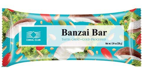 Banzai Bar Kod 91695 Waga 38 g nasiona sezamu, nasiona słonecznika, brązowy ryż preparowany, pestki dyni, wiórki kokosowe, agawa, tapioka, groch preparowany, algi morskie (nori),