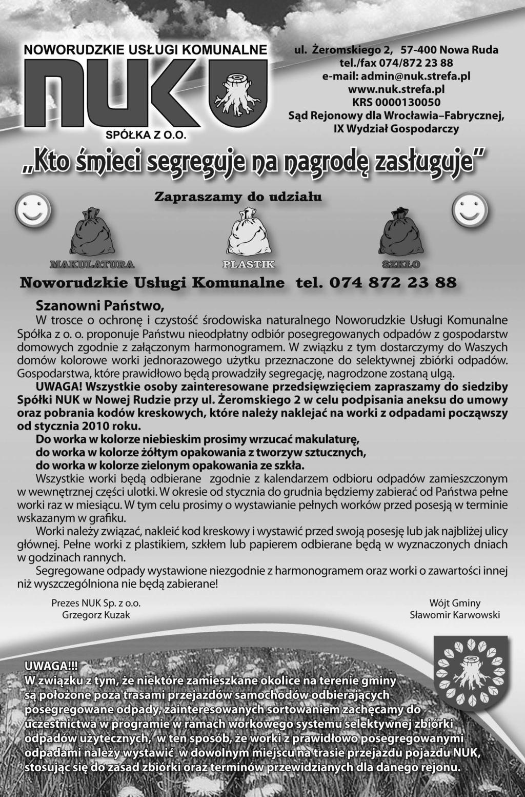 Kurier Noworudzko-Radkowski nr 6 (19) 24 marca 6 kwietnia 2010 9 Strona Urzędu Gminy Nowa Ruda ul.