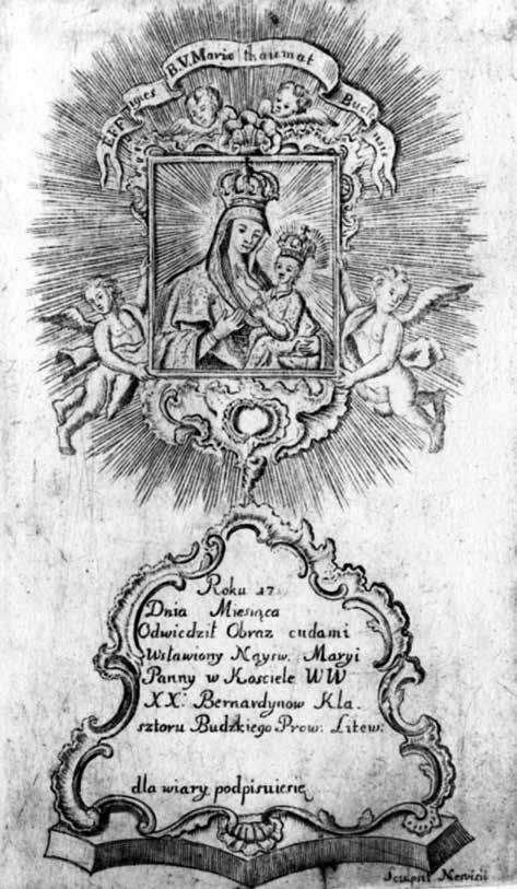 21. Hiršas Leibovičius, Budslavo Švč. Mergelės Marijos paveikslas, vario raižinys, XVIII a. vid., LDM Hirsh Leybowicz, Budslav Mother of God painting, engraving, middle of the 18 th c. ma.
