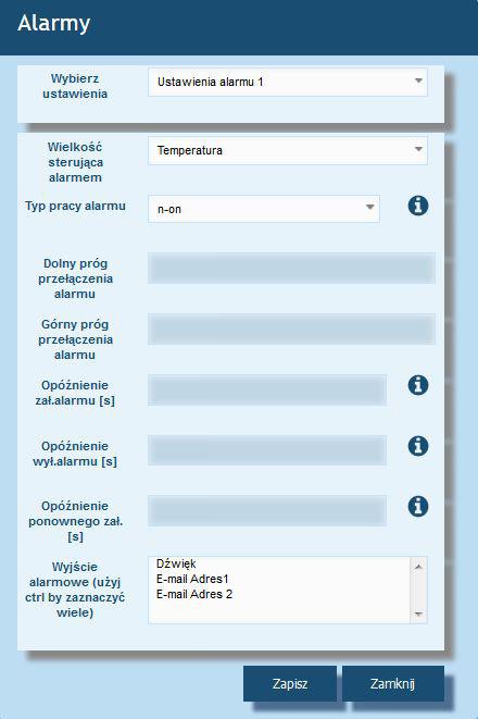 programowanie alarmów i archiwum