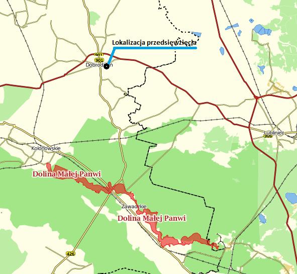 Rys. nr 5. Lokalizacja obszaru NATURA 2000 (źródło: http://geoserwis.gdos.gov.pl/mapy/ 4.