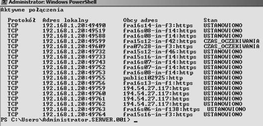 Zadanie 26. Wynik działania którego polecenia systemu Windows przedstawia rysunek? Zadanie 27. A. netstat B. tracert C. ipconfig D. msconfig Wynikiem wykonania polecenia arp -a 19