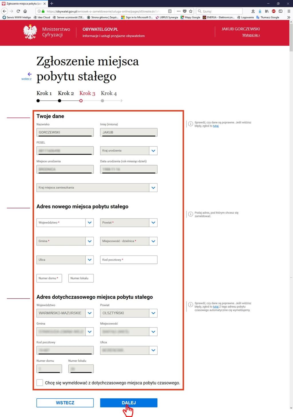 [14/28] Wypełniamy formularz i klikamy przycisk Dalej