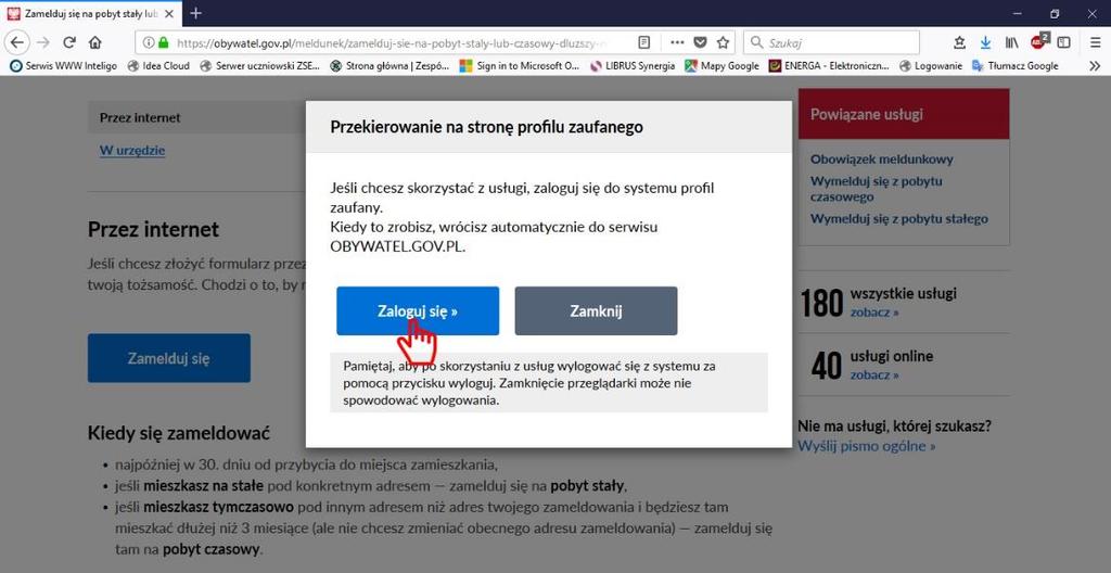 [8/28] W kolejnym kroku zostajemy przekierowani na stronę profilu zaufanego. Klikamy na przycisk Zaloguj się. Rysunek 8.
