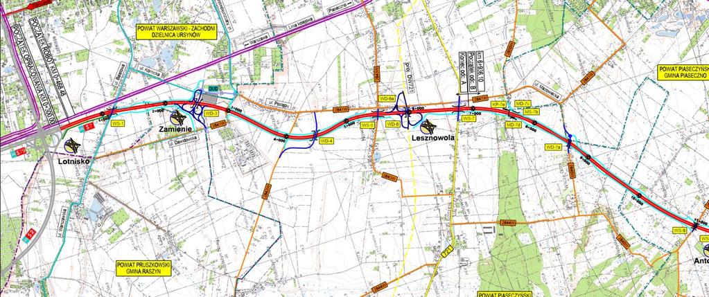 Ryc. 17 Koncepcja programowa budowy drogi ekspresowej S7 Warszawa Grójec Źródło: materiały udostępnione przez powiat