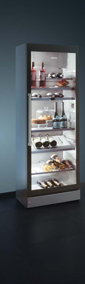 Chłodziarka vinothek 186 wysokość Electronic Filtr airfresh Oświetlenie LED Model KS 38WA40, iq700 Rodzaj drzwi szklane z filtrem UV Kolor boków inox Pojemność całkowita [l] 368 Zużycie energii¹