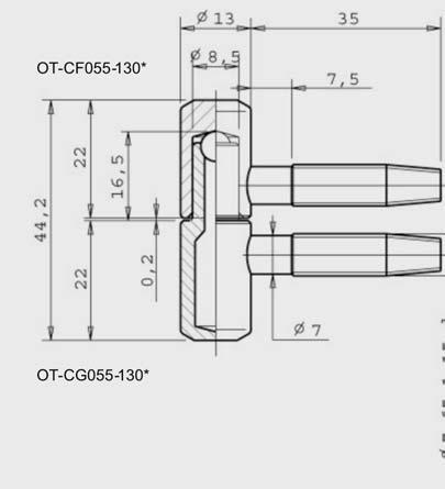 ZAWIASY DO DREWNA OT 055 Ø13 OT-CF055-130* OT-CG055-130* OT-CF055-130H131 Ø 13 + Galw.