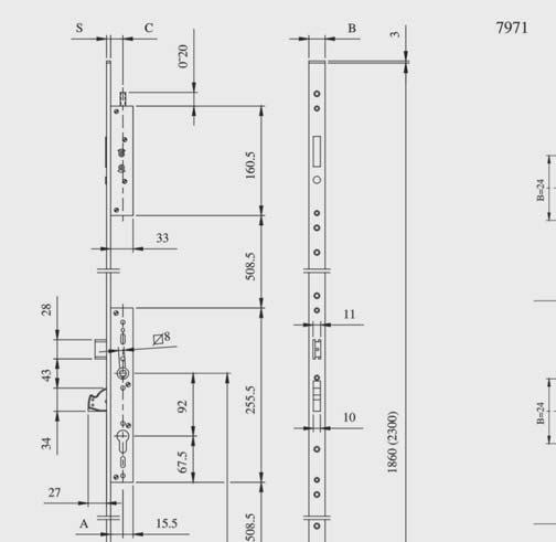 7 KATALOG 2007 IS 7971 RYGLE WYSUWANE GÓRA / DÓŁ ZAMKI DO ALUMINIUM multiblindo AKCESORIA ZAMEK MODUŁ RYGIEL DÓŁ RYGIEL GÓRA BLACHA OPCJONALNE MULTIBLINDO E = A+S PODSTAWOWY 1 szt.