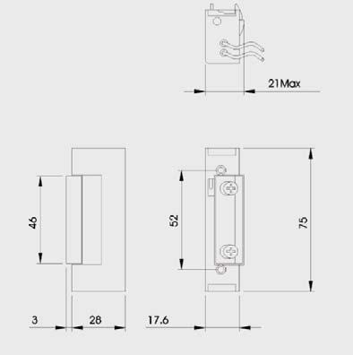 IS 040 Elektrozaczep uniwersalny do metalu, drewna i PCV Regulowany w zakresie 3 mm 6-12 lub 24V AC/DC Kable min.
