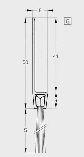 Długość szczotek Model S=25 K5-G5-25 S=35 K5-G5-35 S=45 K5-G5-45 (m) SPOSÓB WYKOŃCZENIA AN ~ F1 CZARNE PCV K5-G5-25 1 + n.z. 1 / 10 K5-G5-35 1 + n.