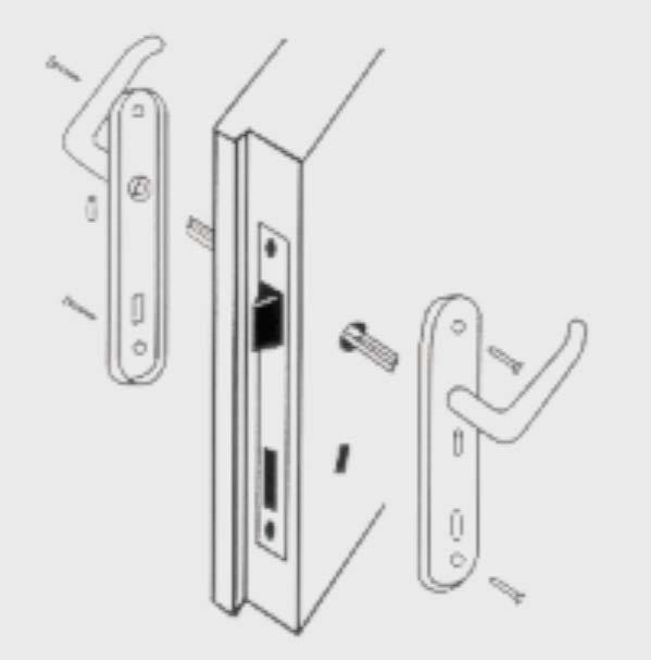 MONTAŻ: System mocowania klamek Klamki są dostarczane ze specjalnie wykonanym kwadratowym trzpieniem oraz wkrętami imbusowymi: - ital/intersteel line: trzpień z otworem