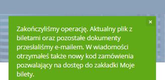 potwierdzenie zwrotu biletu oraz jeśli był zwrot częściowy zostanie wysłany dodatkowy e-mail z wygenerowanym nowym kluczem zamówienia.