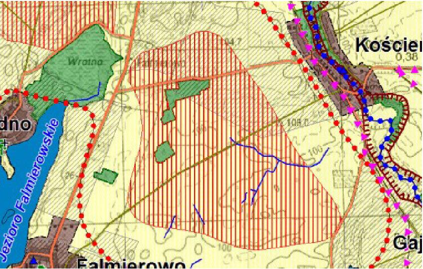 Planowana lokalizacja inwestycji Mapa nr 7: Potencjalna lokalizacja elektrowni wiatrowej na tle Mapy