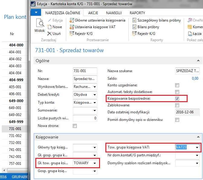 Uwagi dodatkowe: Zaksięgowanie faktury na konto może wymagać ustawienia Księgowania bezpośredniego oraz Głównej
