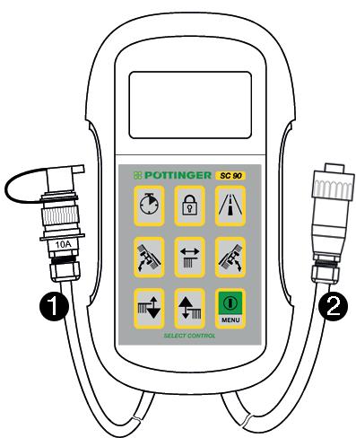 SELECT CONTROL Funkcje dodatkowe terminala Przyłącze elektryczne Zasilanie elektryczne terminala zapewnia wtyczka zgodna z DIN 9680 podłączona do sieci 12 V ciągnika.