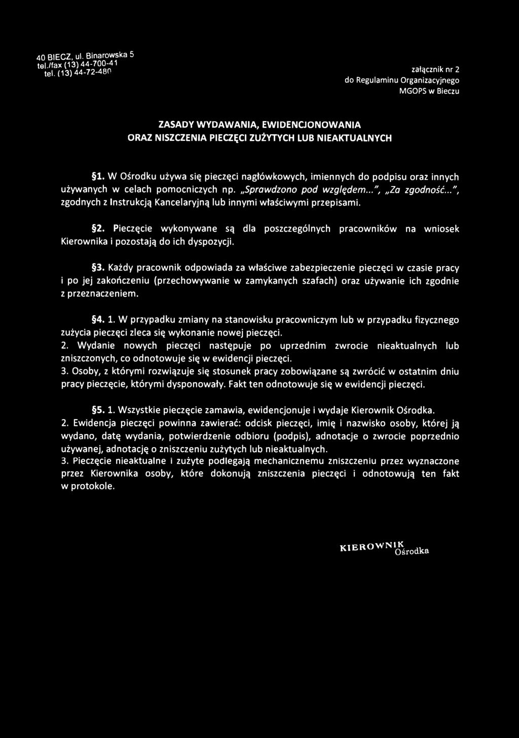 40 BIECZ, ul. Binarowska 5 tel./fax (13)44-700-41 tel.