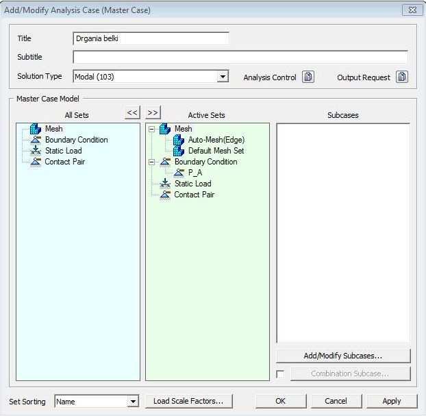 . W kolejnym okienku Add/Modify Analysis Case