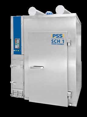 PSS SCH Komory wędzarnicze Zalety - Zdecydowane ułatwienie pracy głównie w produkcji mięsnej - Możliwość wędzenia z jednoczesną obróbką termiczną w kompletnym cyklu produkcyjnym - Przyczynia się do