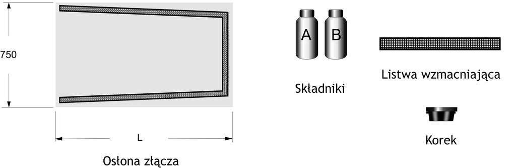 11.6. Złącze zgrzewane elektrycznie DX-II osłonowej Długość płyty Składniki Korek DN Dzp L A B mm mm mm g g szt Tabela 25 Symbol katalogowy 2x32 160 690 192 313 2 DX-II-160/750 2x40 160 690 181 296 2