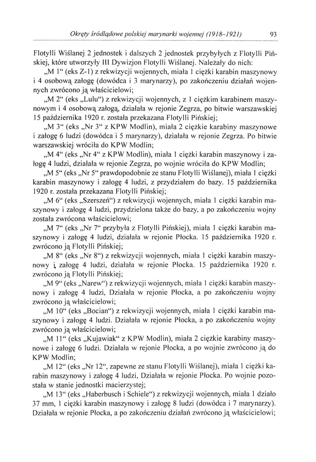 Okręty śródlądowe polskiej marynarki wojennej (1918-1921) 93 Flotylli Wiślanej 2 jednostek i dalszych 2 jednostek przybyłych z Flotylli Pińskiej, które utworzyły 111 Dywizjon Flotylli Wiślanej.