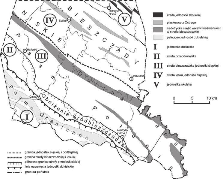 Budowa geologiczna i rzeźba terenu 183 wego zachodu Obniżenie Śródbieszczadzkie.