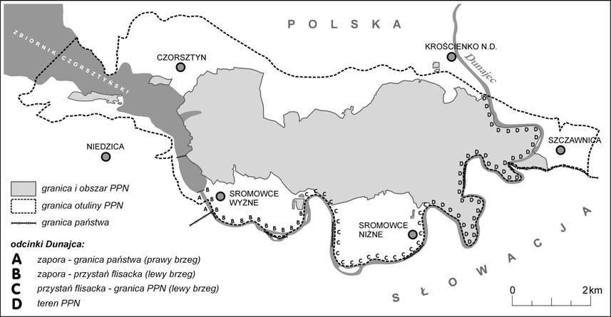 I. Wróbel Barszcz Sosnowskiego w Pieninach 41 Ryc. 1. Obszar objęty akcją zwalczania barszczu Sosnowskiego. The area covered by the programme for elimination of Sosnowski s hogweed.
